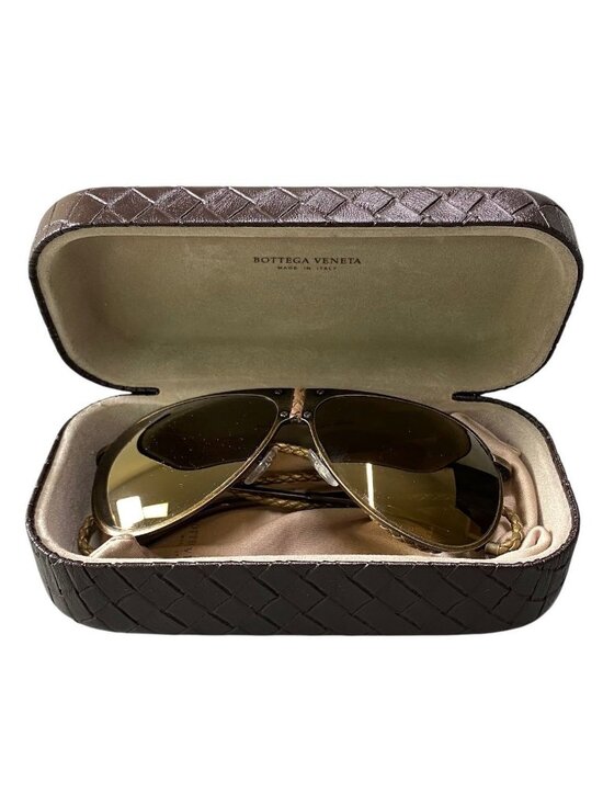 Bottega Veneta Benneta BV 61 Vintage Wash Aviator Sunglasses Gold Intrecciato main image 8
